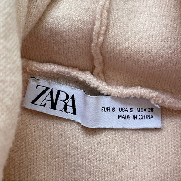 ZARA TAN RUFFLED KNITWEAR SWEATSHIRT HOODIE OVERSIZED IVORY SIZE S - Picture 8 of 8